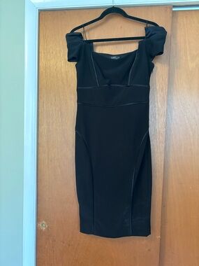ABS Off-Shoulder Black Bodycon Mini Dress